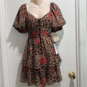New City Studio Fairy Bohemian Romantic Lined Y2K Babydoll Lacing Mini Dress M